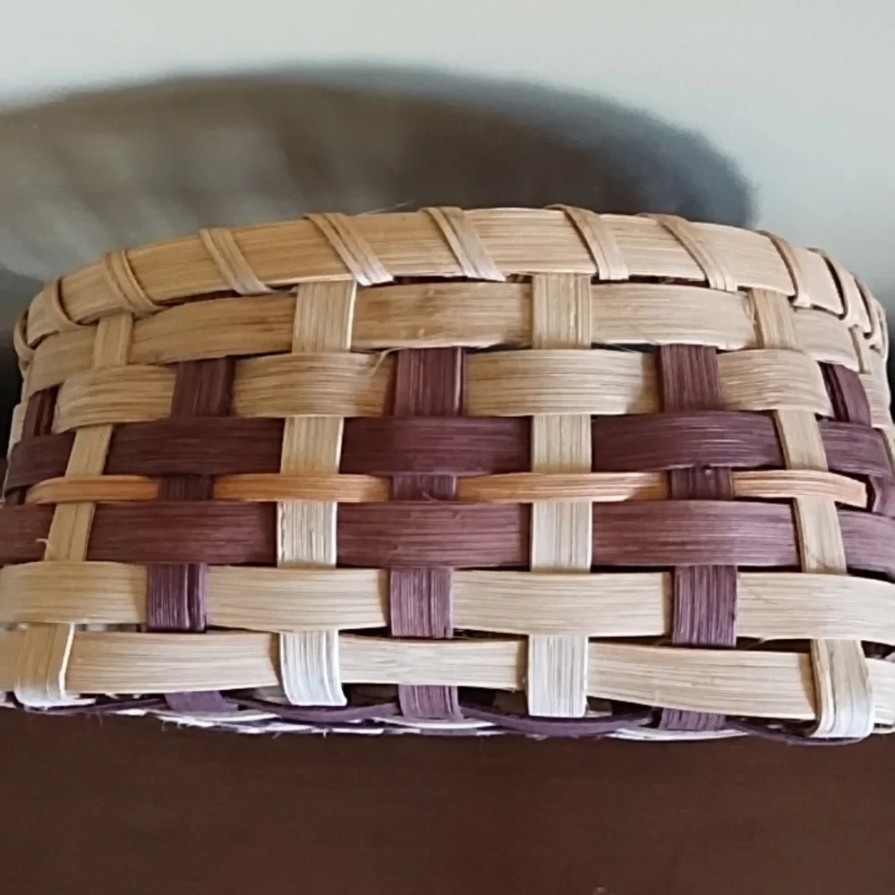 Hand Crafted Loosely Woven Bamboo Basket Round 8x8x4 Inches Boho Storage